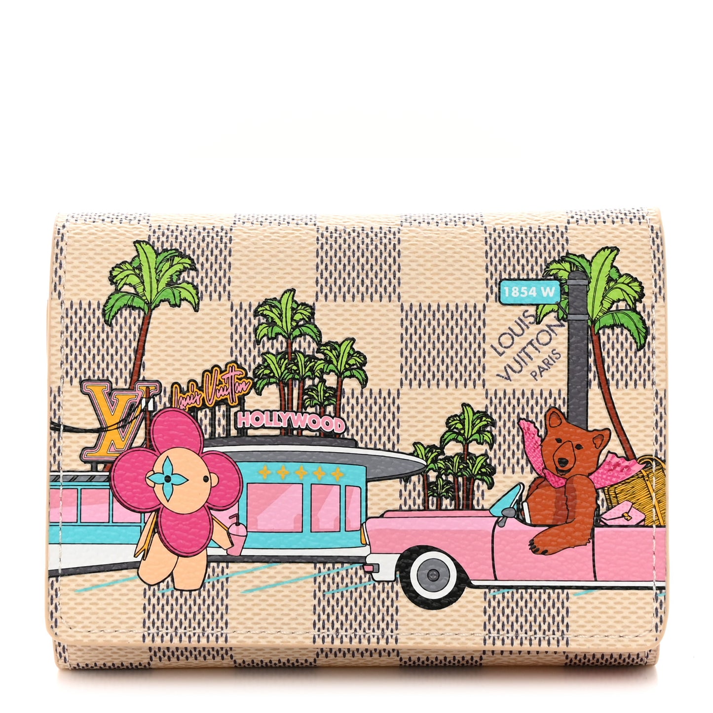 Damier Azur 2021 Christmas Animation Hollywood Victorine Wallet Fuchsia