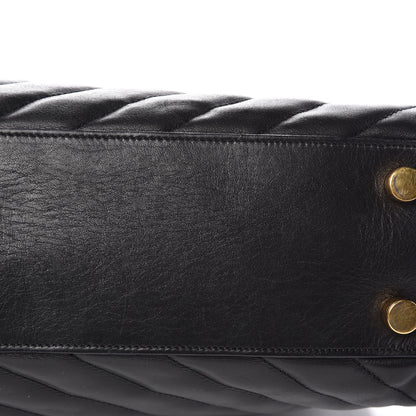 Saint Laurent Lambskin Matelasse Chevron Monogram Shopping Bag Black 14 of 16
