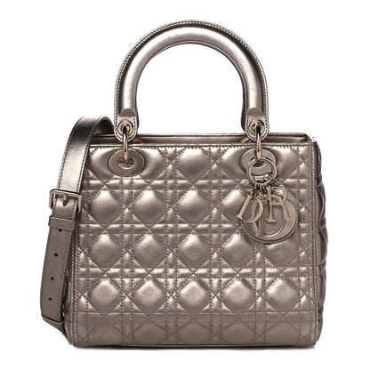 Christian Dior Metallic Calfskin Cannage Medium Lady Dior Gold 1 of 16