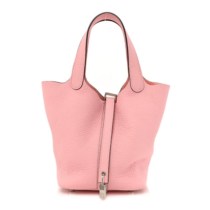 Hermes Taurillon Clemence Picotin Lock 18 PM Rose Sakura 1 of 10