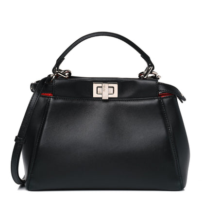 Fendi Nappa Karung Monster Eyes Mini Peekaboo Iconic Satchel Black Papavero 1 of 9
