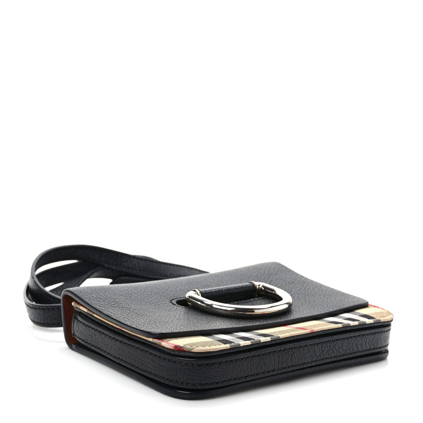 Goatskin Vintage Check Mini D-Ring Bag Black