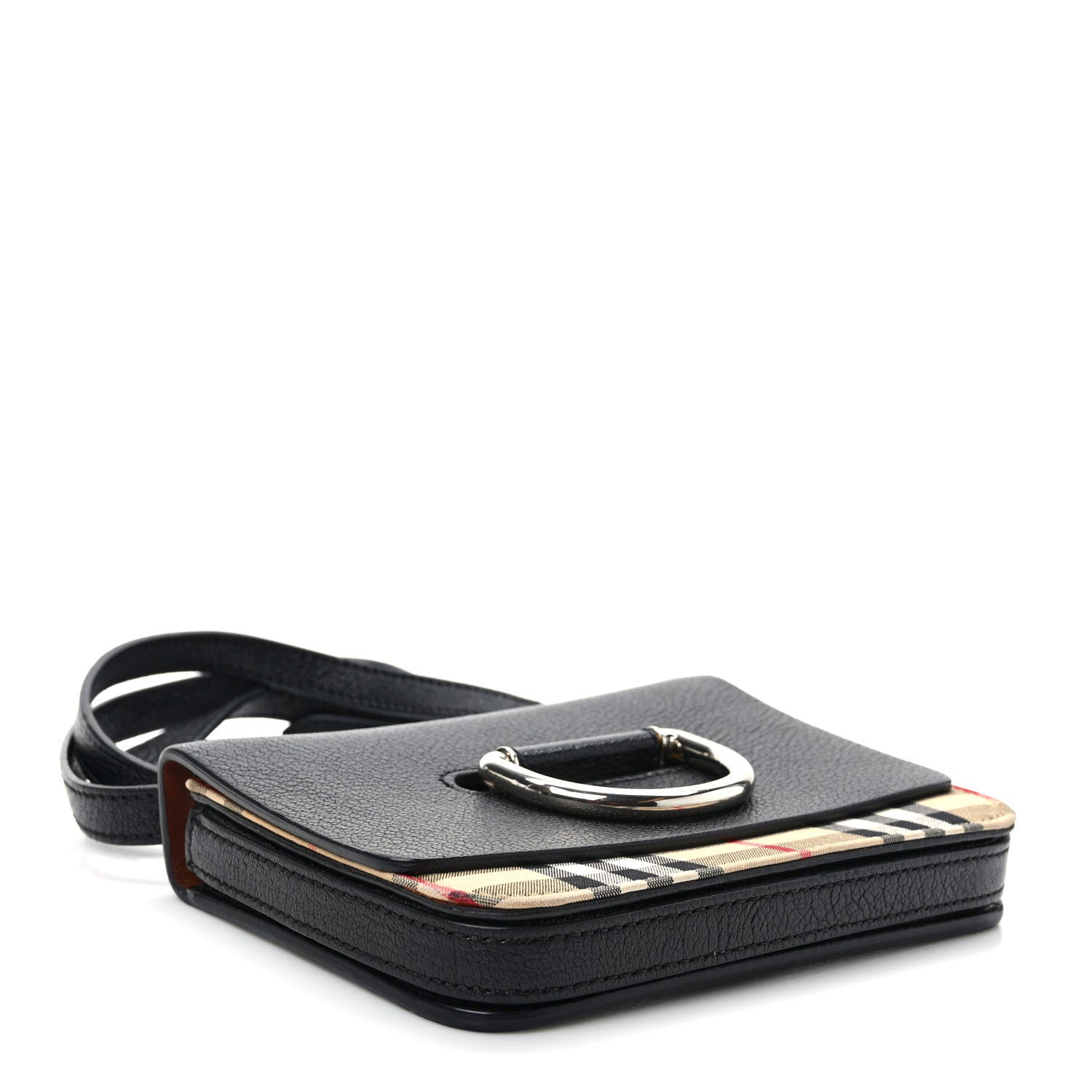 Burberry Goatskin Vintage Check Mini D-Ring Bag Black 4 of 8