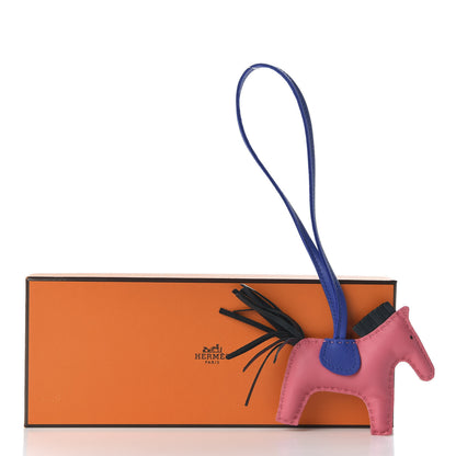 Hermes Milo Lambskin Grigri Rodeo Horse Bag Charm PM Rose Azalee Vert Cypress Bleu Electrique 5 of 5