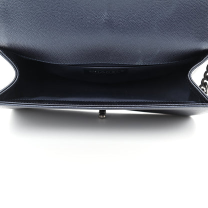 Chanel Metallic Caviar Quilted Medium Boy Flap Dark Blue 4 of 4