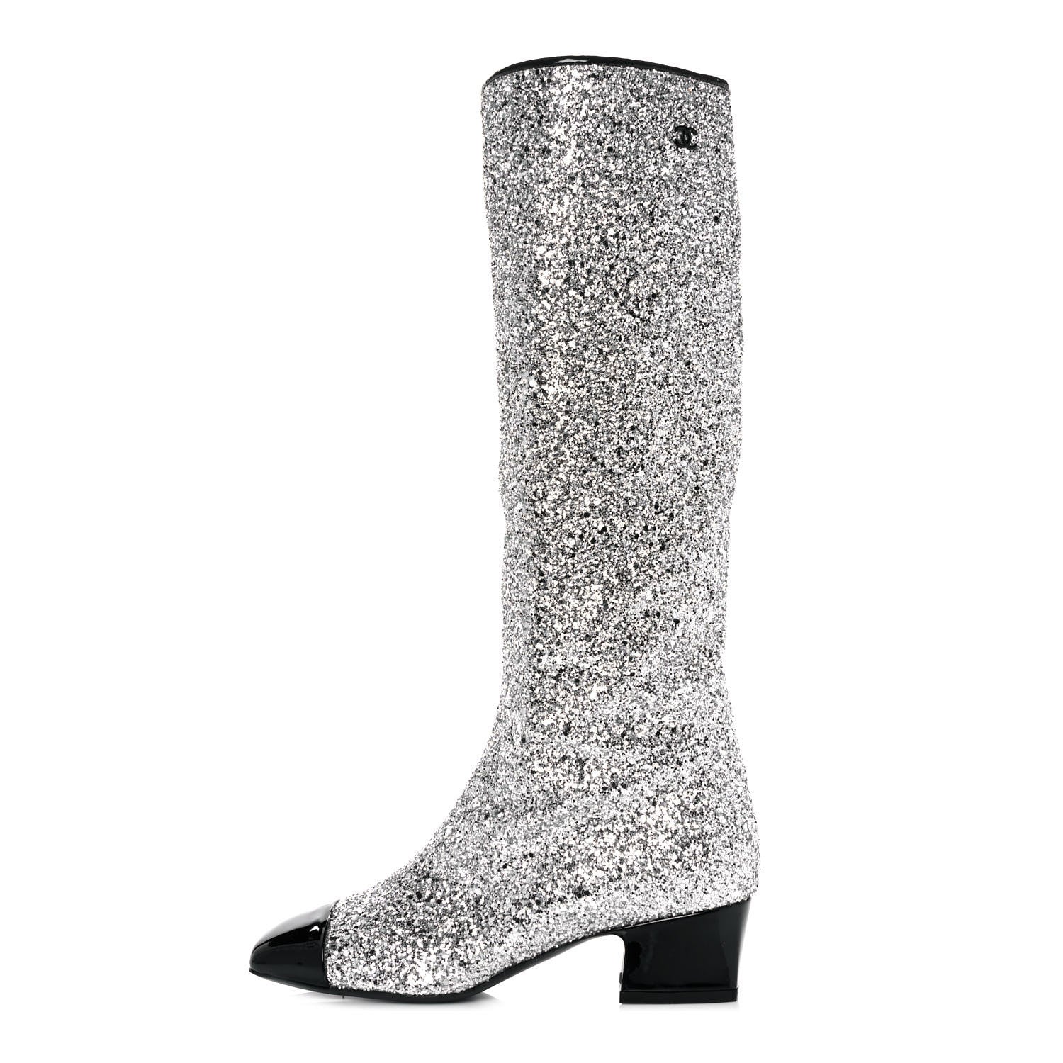 Chanel Glitter Patent Calfskin Cap Toe Fantasy High Boots 35.5 Multicolor Black 1 of 7