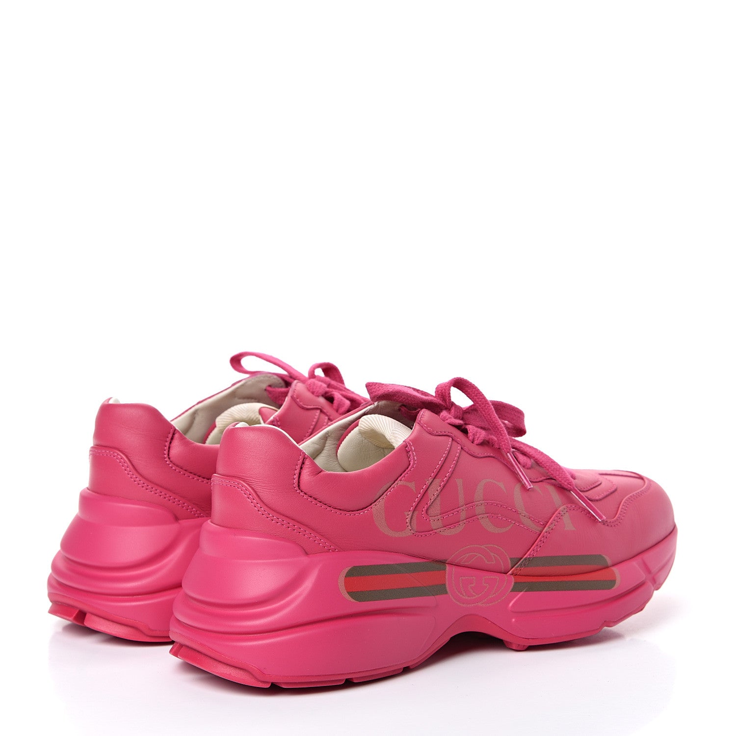 Gucci Calfskin Logo Womens Rhyton Sneakers 39.5 Box Pink 4 of 9