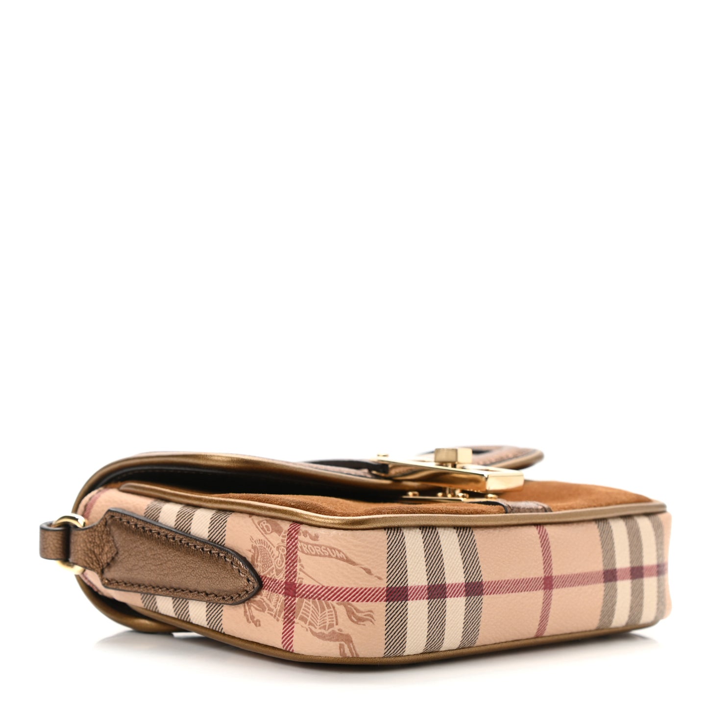 Metallic Suede Haymarket Check Mini Berkeley Crossbody Antique Gold