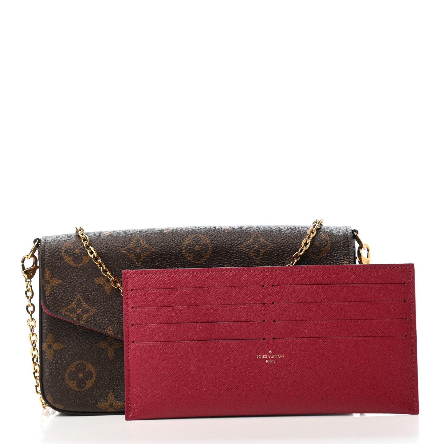 Monogram Pochette Felicie Chain Wallet Fuchsia
