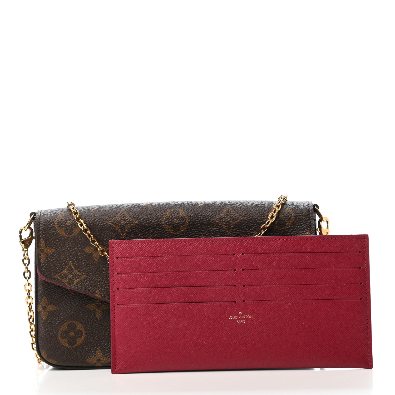 Louis Vuitton Monogram Pochette Felicie Chain Wallet Fuchsia 2 of 5