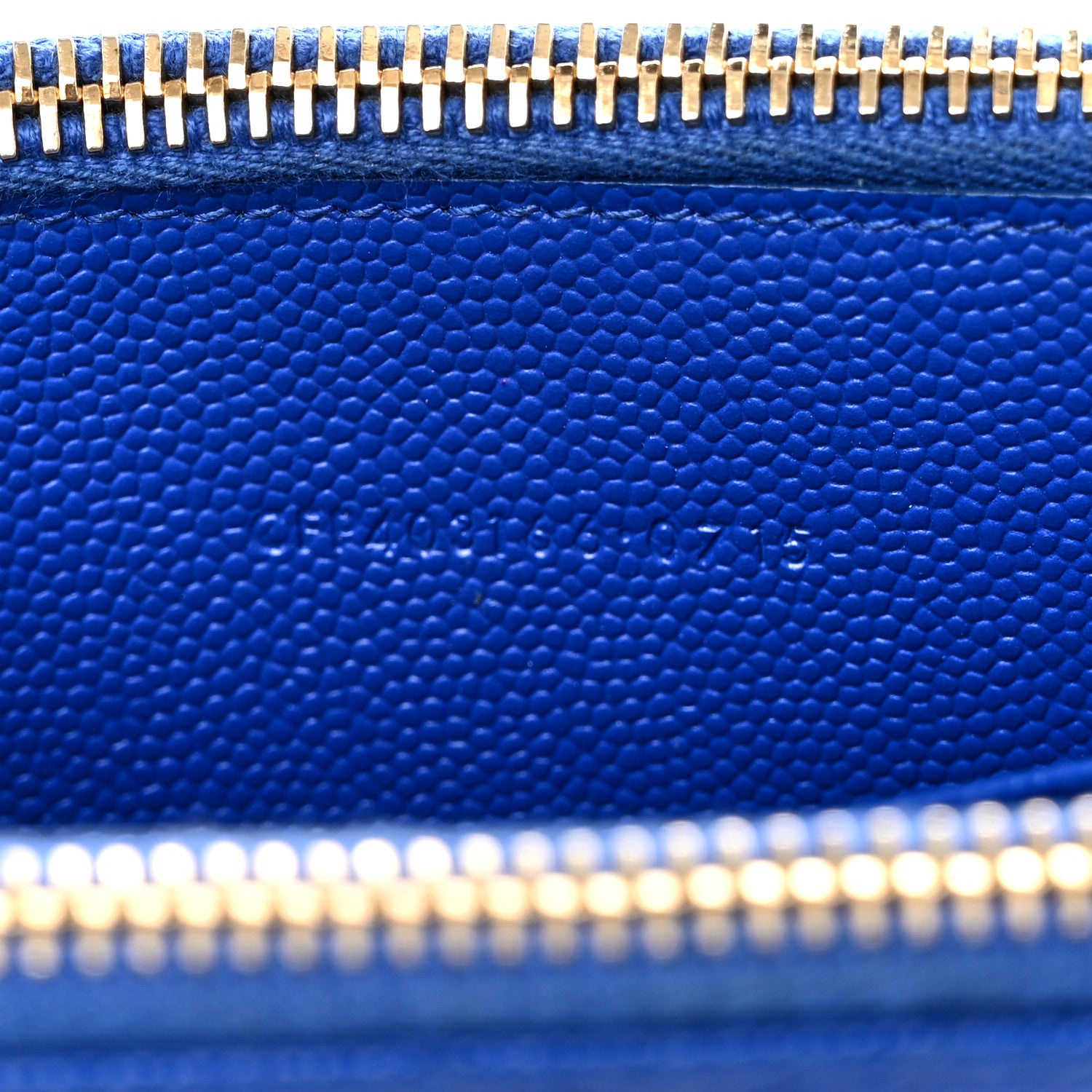 Saint Laurent Grain De Poudre Matelasse Chevron Monogram Double Zip Wallet Blue Majorelle 7 of 7