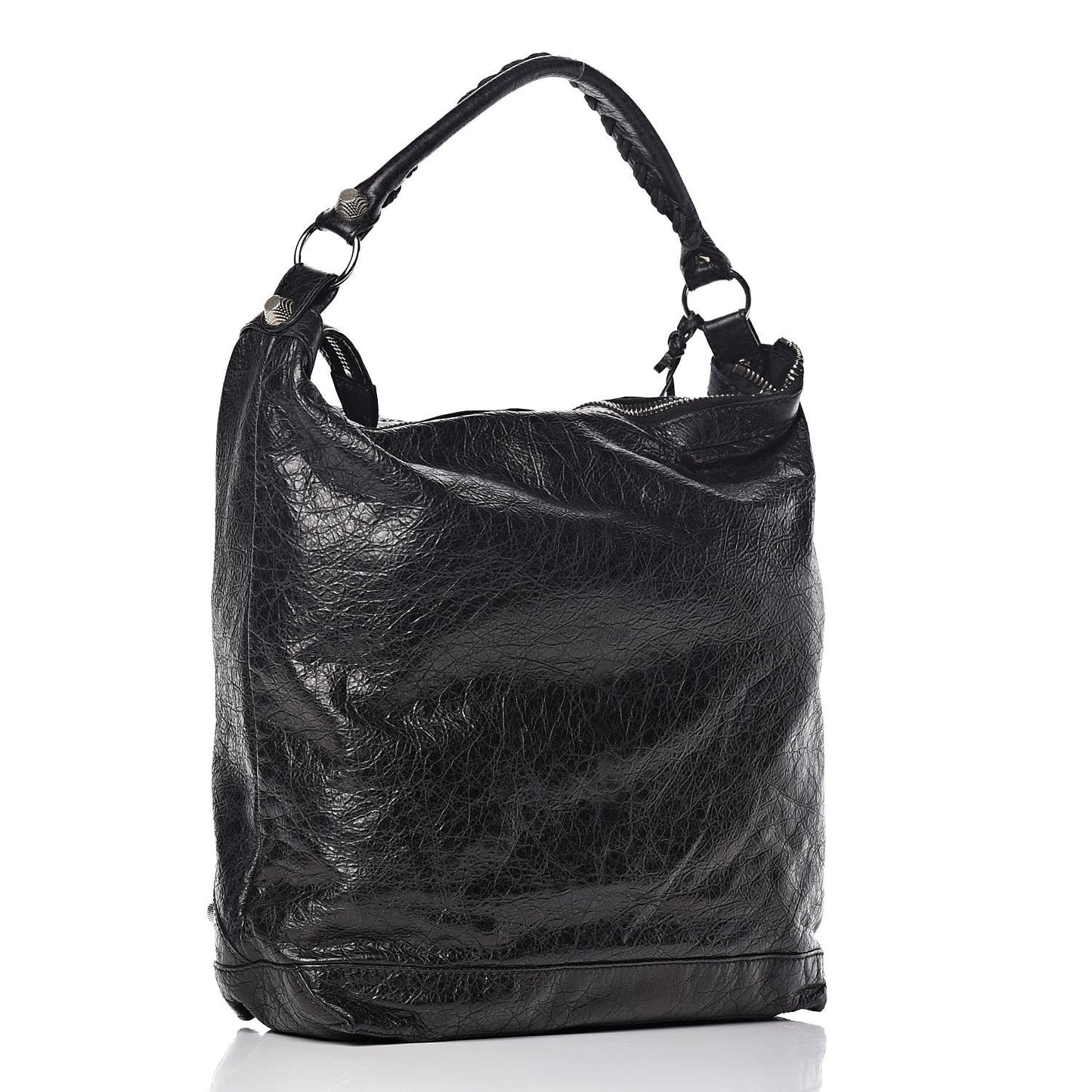 Agneau Giant 12 Silver Hardware Day Hobo Black