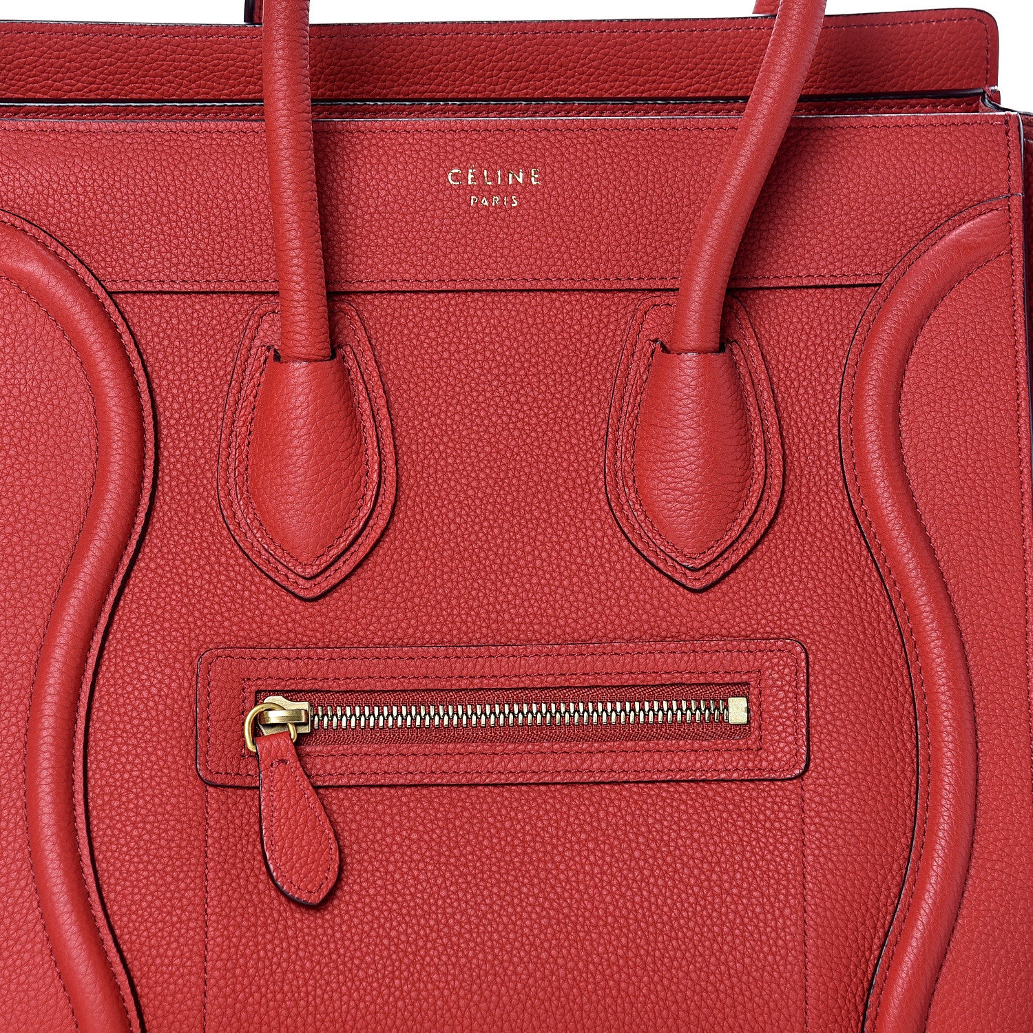 Celine Drummed Calfskin Micro Luggage Red 6 of 12