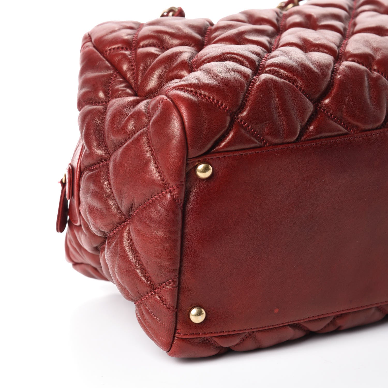 Chanel Lambskin Bubble Quilt Bowler Red 9 of 11