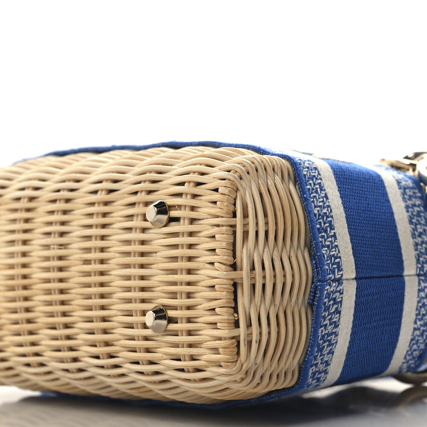 Wicker Oblique Mini Lady Dior Bag Florescent Blue