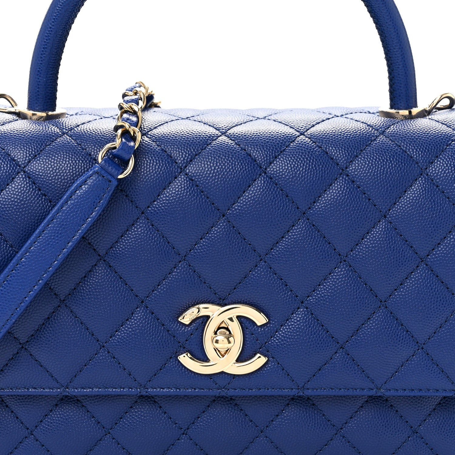 Chanel Caviar Quilted Small Coco Handle Flap Blue 8 of 12