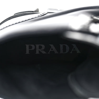 Prada Spazzolato Rois Nylon Metal Triangle Logo Monolith Pouch Pocket 55mm Boots 38.5 Black 9 of 16
