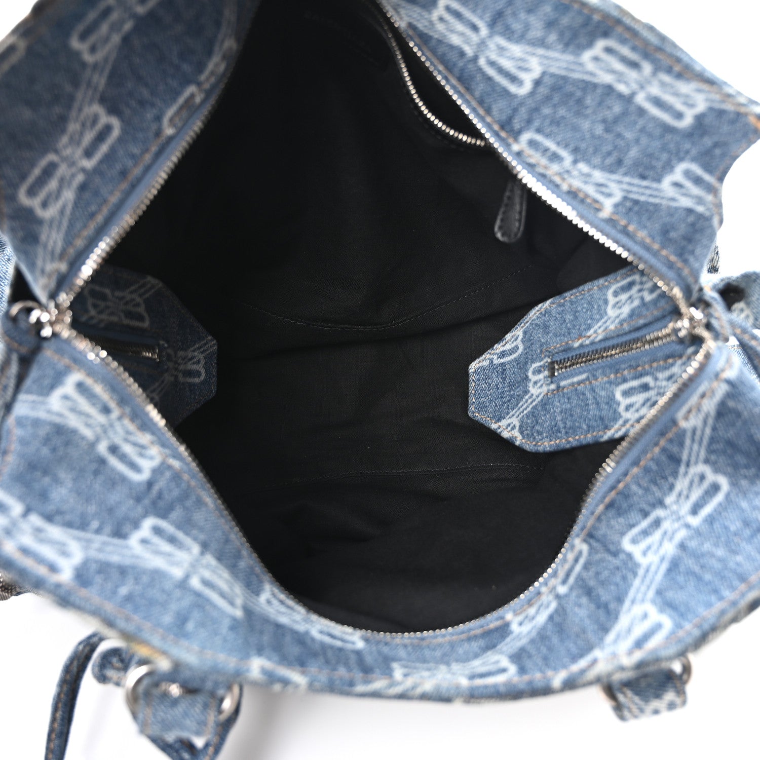 Balenciaga Denim BB Monogram Neo Cagole City Handbag Blue 6 of 11