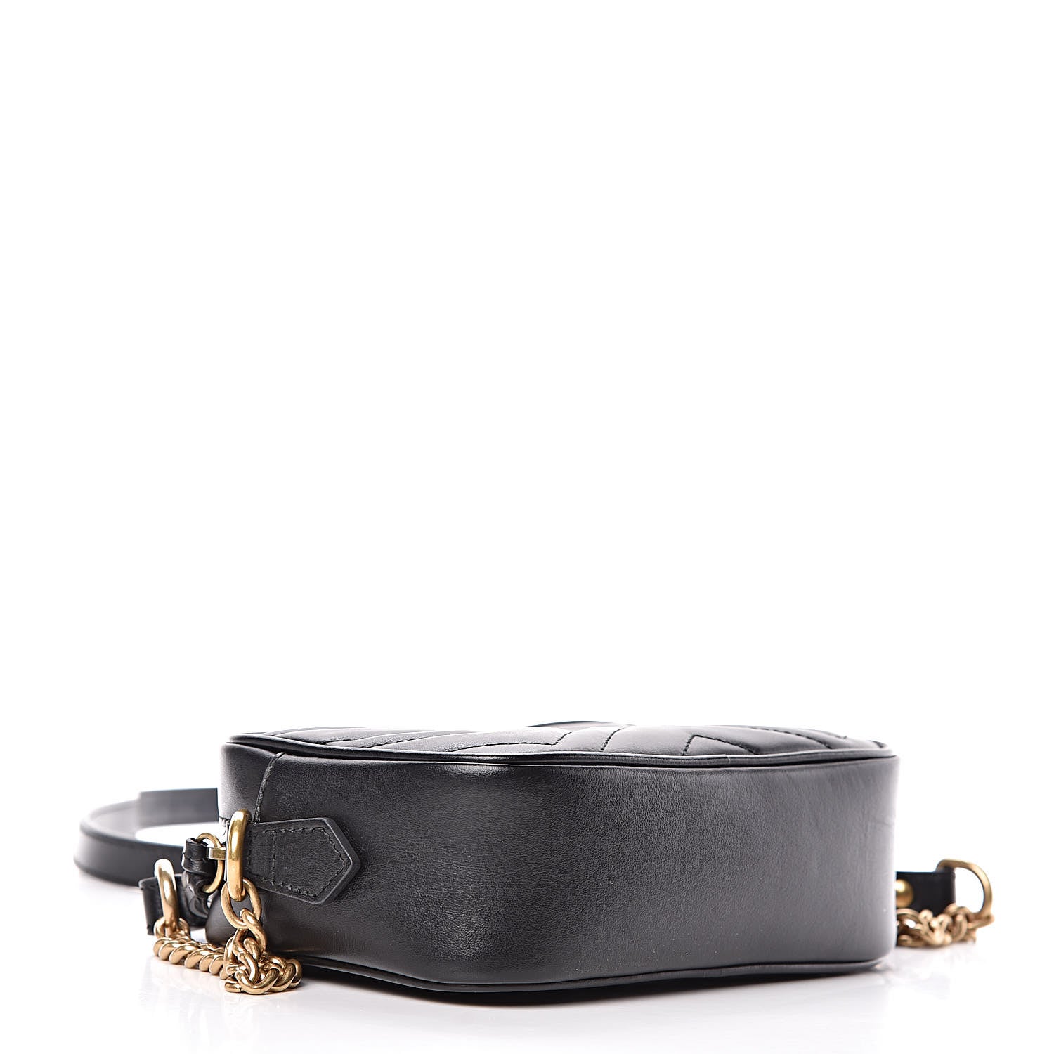Gucci Calfskin Matelasse Mini GG Marmont Chain Shoulder Bag Black 5 of 12