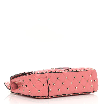 Valentino Garavani Nappa Quilted Heart Medium Rockstud Spike Shoulder Bag Paradise Rose Red 4 of 11
