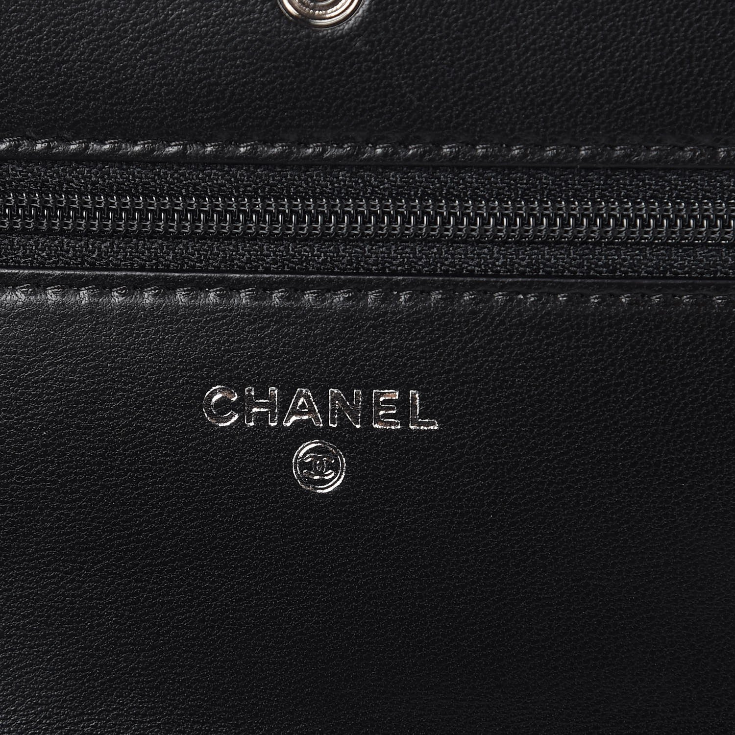 Chanel Lambskin Chevron Quilted Wallet On Chain WOC So Black 6 of 9