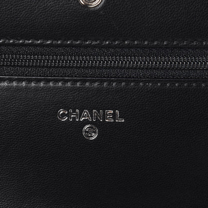 Chanel Lambskin Chevron Quilted Wallet On Chain WOC So Black 6 of 9