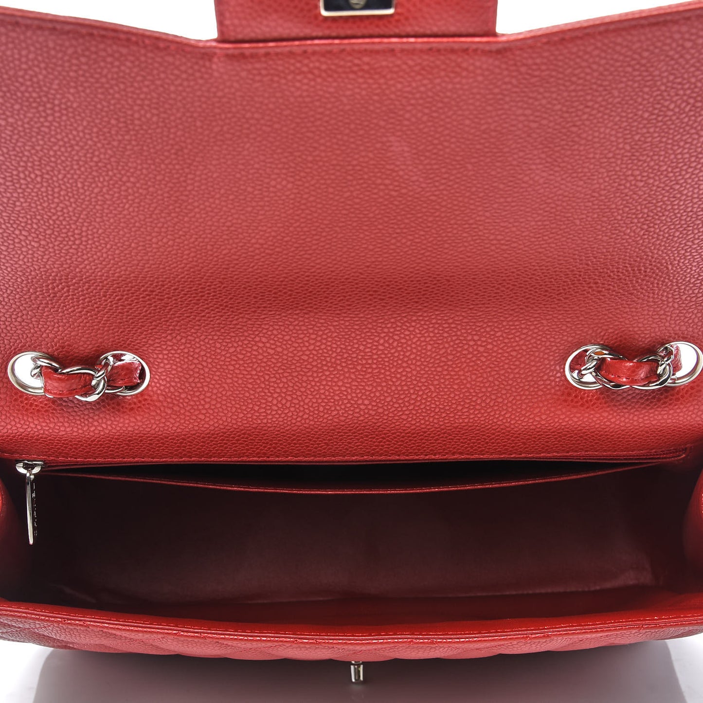 Caviar Quilted Jumbo Single Flap Red