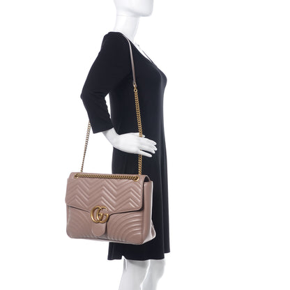 Gucci Calfskin Matelasse Heart Large GG Marmont Shoulder Bag Porcelain Rose 2 of 12