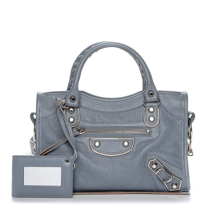 Balenciaga Chevre Silver Metallic Edge Hardware Mini City Bleu Acier 1 of 7