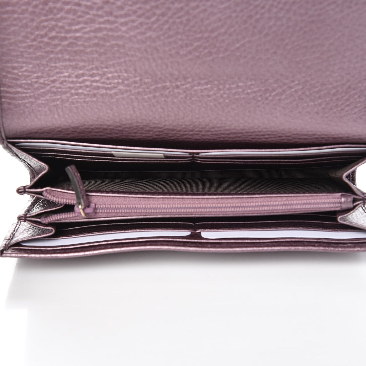 Metallic Pebbled Calfskin Large Soho Continental Wallet Purple