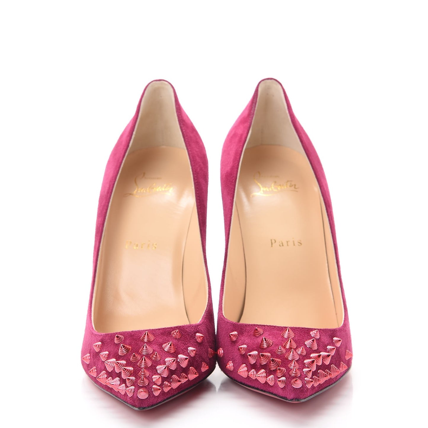 Veau Velours Spikyshell 100 Pumps 39.5 Figue Fuxia