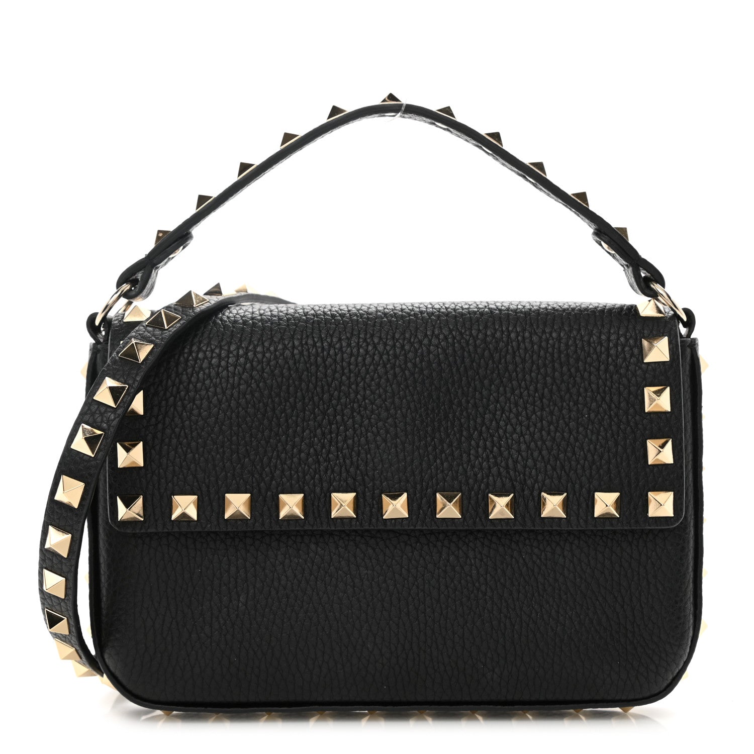 Valentino Garavani Grainy Calfskin Rockstud Crossbody Pouch Black 1 of 7