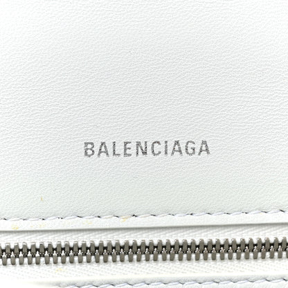 Balenciaga Matte Calfskin Snake Embossed Tonal B Small Hourglass Top Handle Bag Optic White 6 of 16