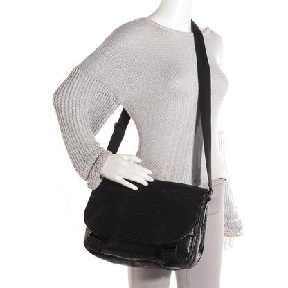 Gucci Imprime Monogram Medium Double Buckle Flap Messenger Bag Black 2 of 9