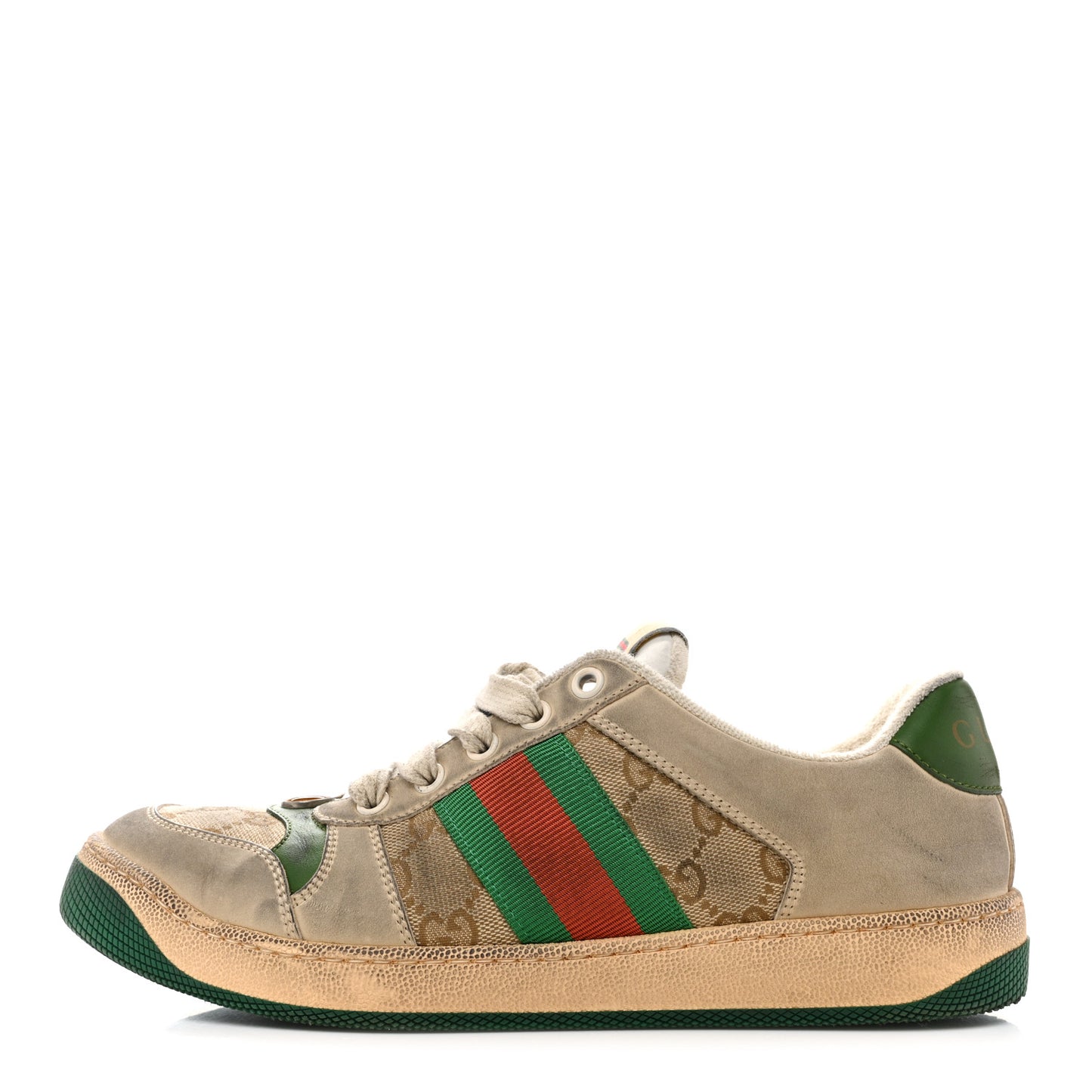 GG Monogram Nubuck Web Womens Screener Sneakers 39 New Sand Dusty Milk Vintage Green 38 New Sand Dusty Milk Vintage Green
