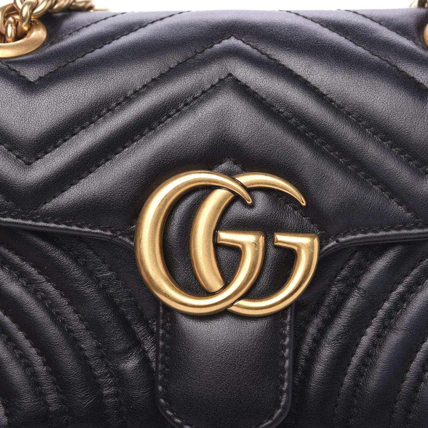 Calfskin Matelasse Mini GG Marmont Shoulder Bag Black