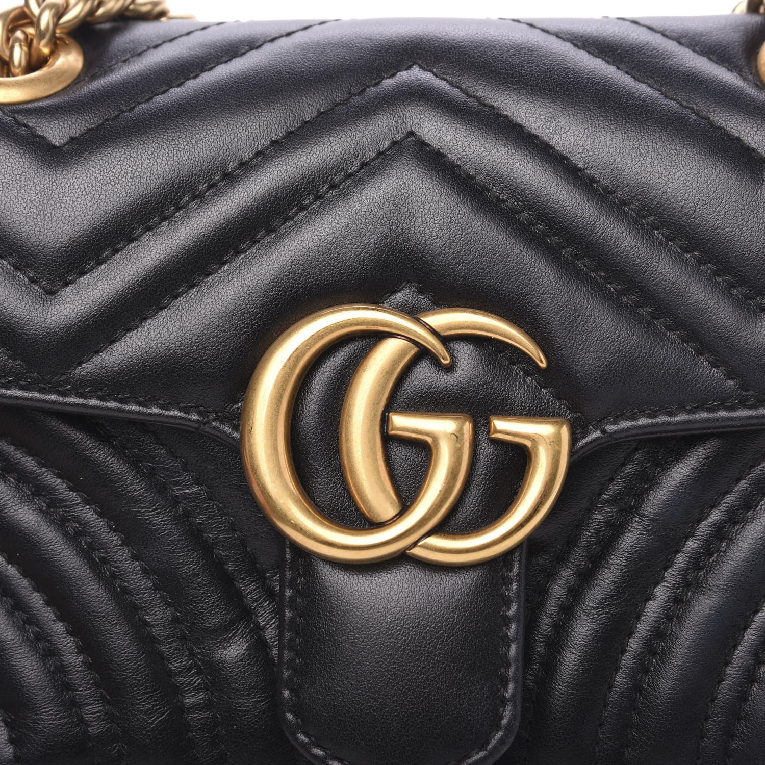 Gucci Calfskin Matelasse Mini GG Marmont Shoulder Bag Black 13 of 14