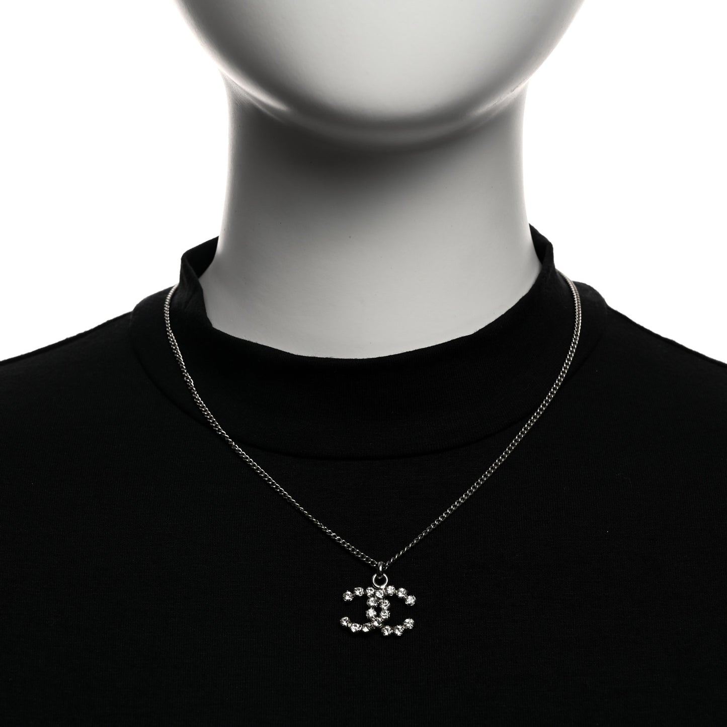 Crystal CC Pendant Necklace Silver