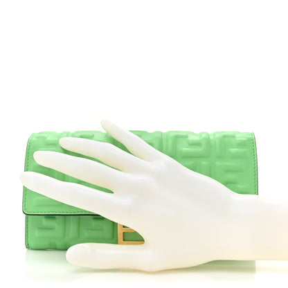 Fendi Nappa Matisse FF Embossed Continental Wallet Edamame 2 of 13