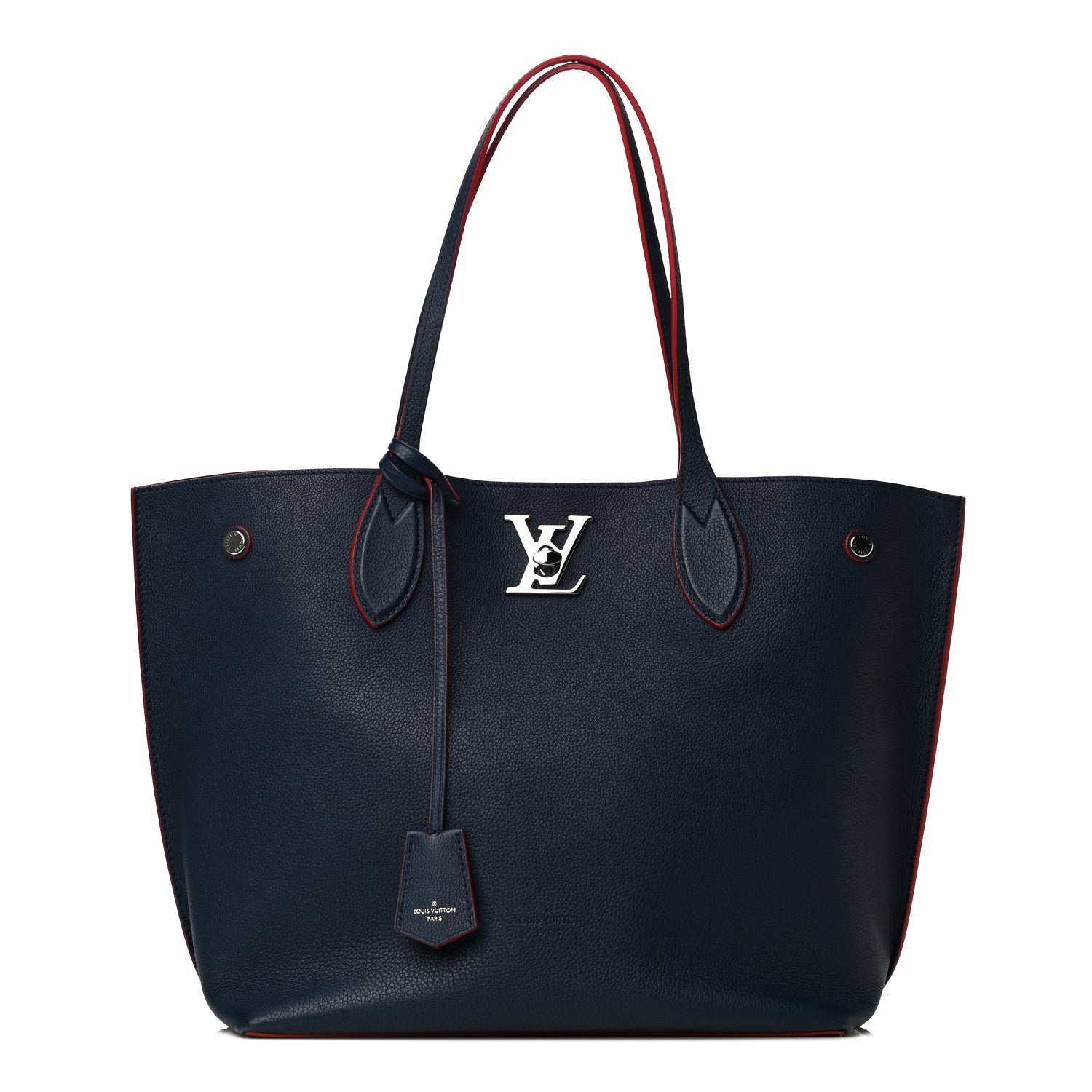 Louis Vuitton Calfskin Lockme Go Tote Marine Rouge 1 of 11