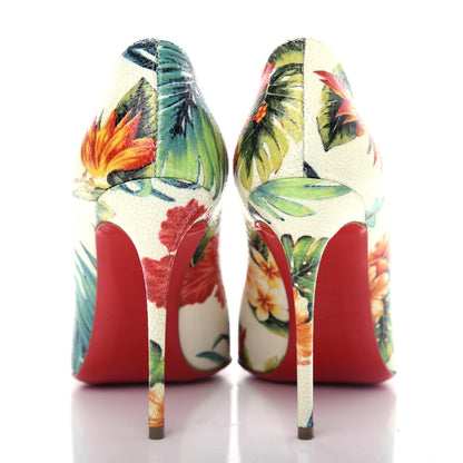 Christian Louboutin Crackled Calfskin Hawaiian Print Pigalle Follies 100 Pumps 36 White 7 of 10