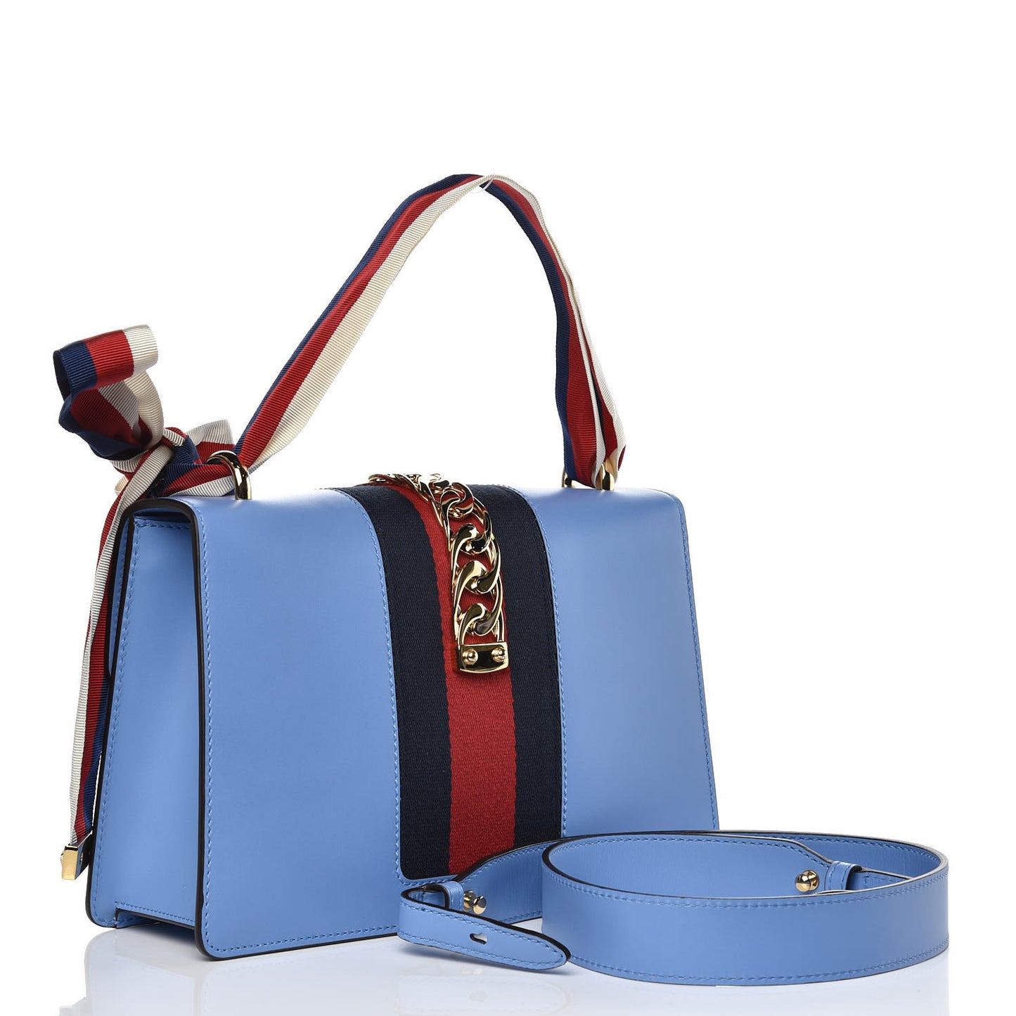 Calfskin Small Sylvie Shoulder Bag Clear Sky Blue