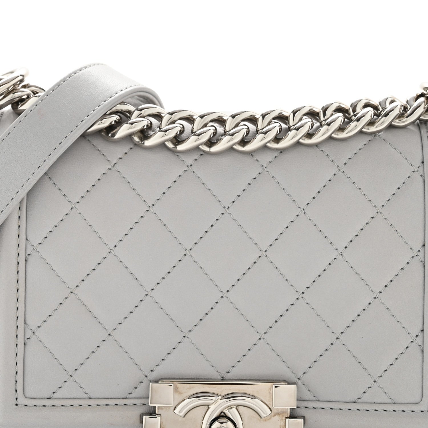 Chanel Lambskin Quilted Small Boy Flap Grey 7 of 12