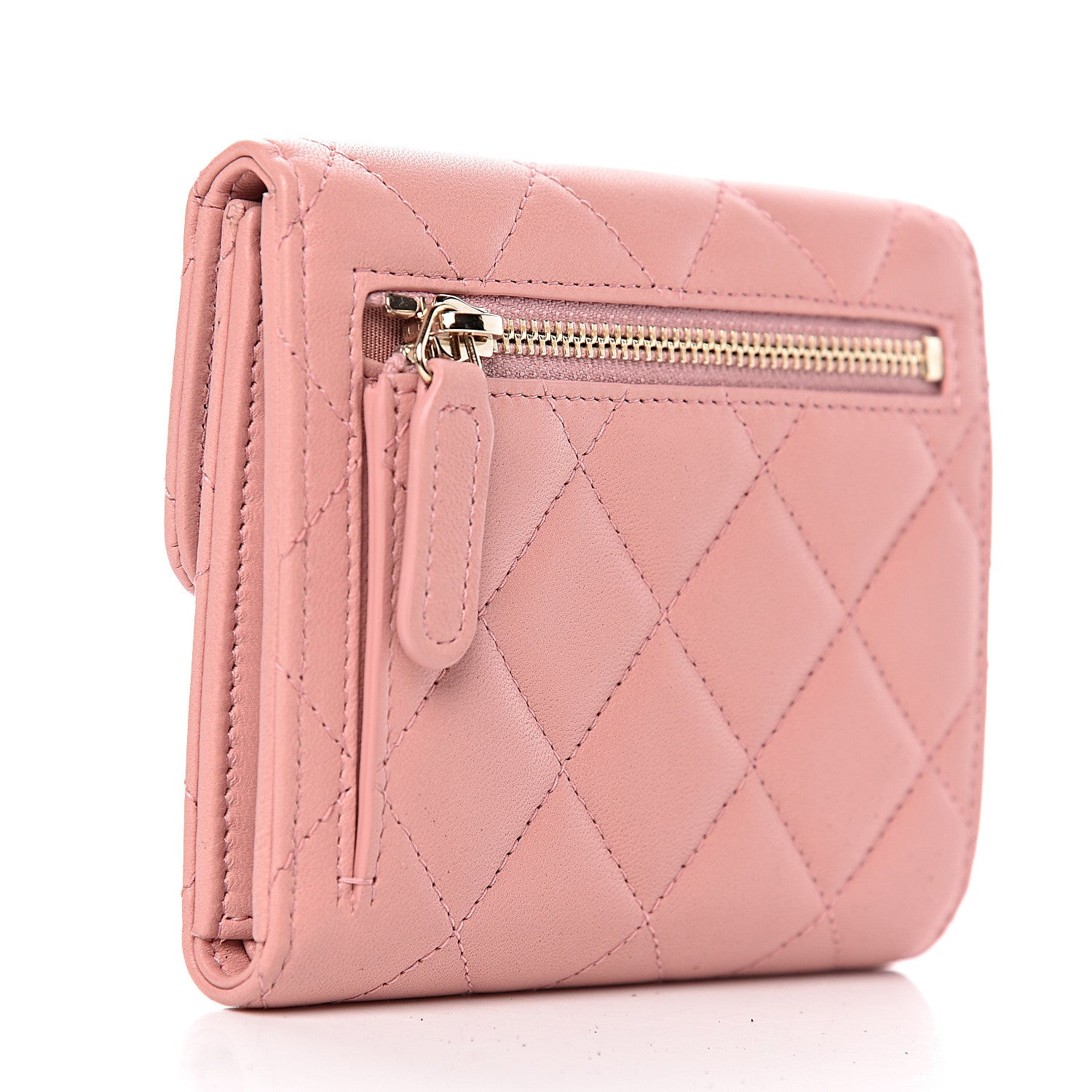 Chanel Lambskin Quilted Small Compact Wallet Pink 3 of 8