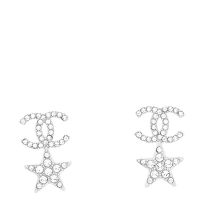 Chanel Crystal CC Starfall Drop Earrings Silver 1 of 4
