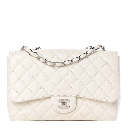 Chanel Caviar Quilted Jumbo Single Flap White 1 of 13