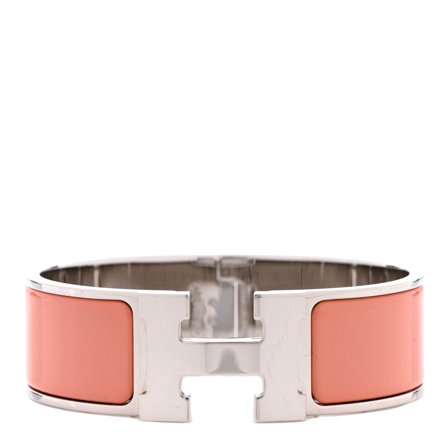 Hermes Enamel Wide Clic Clac H Bracelet GM Rose Saumon 1 of 5