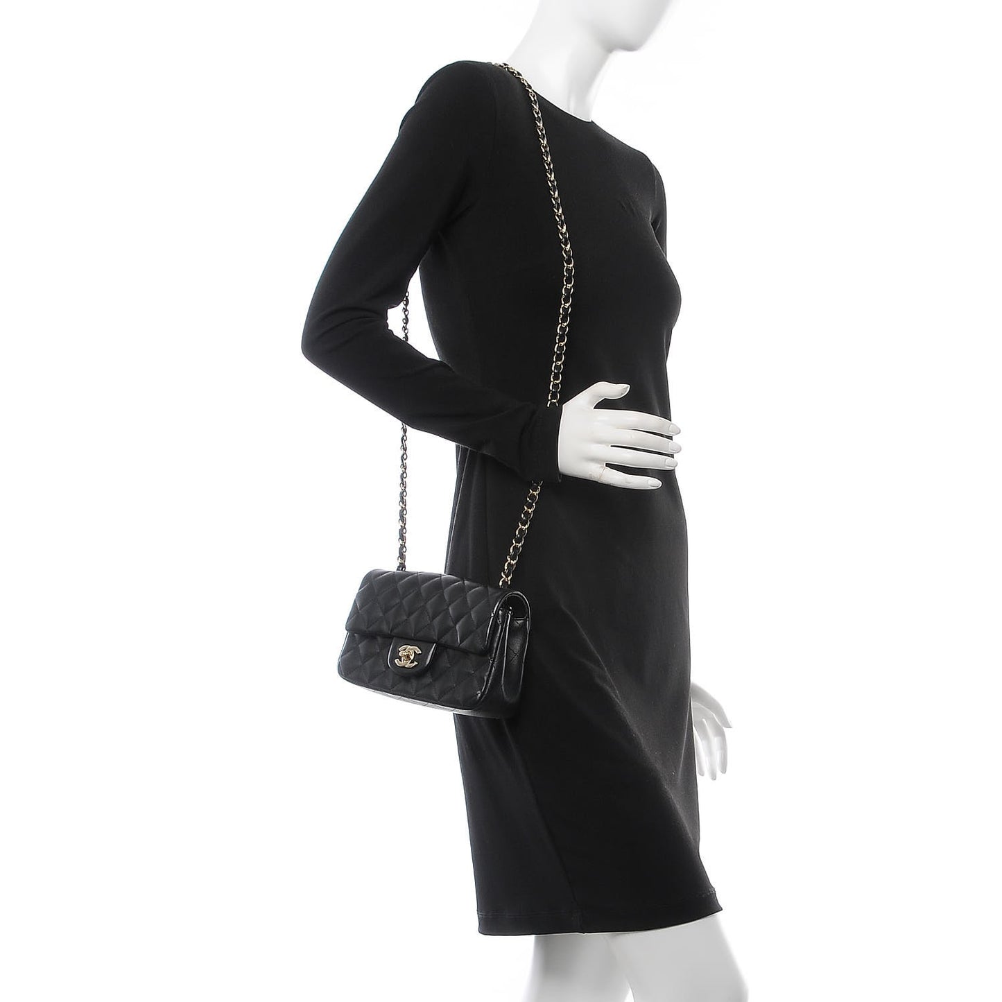 Lambskin Quilted Mini Rectangular Flap Black
