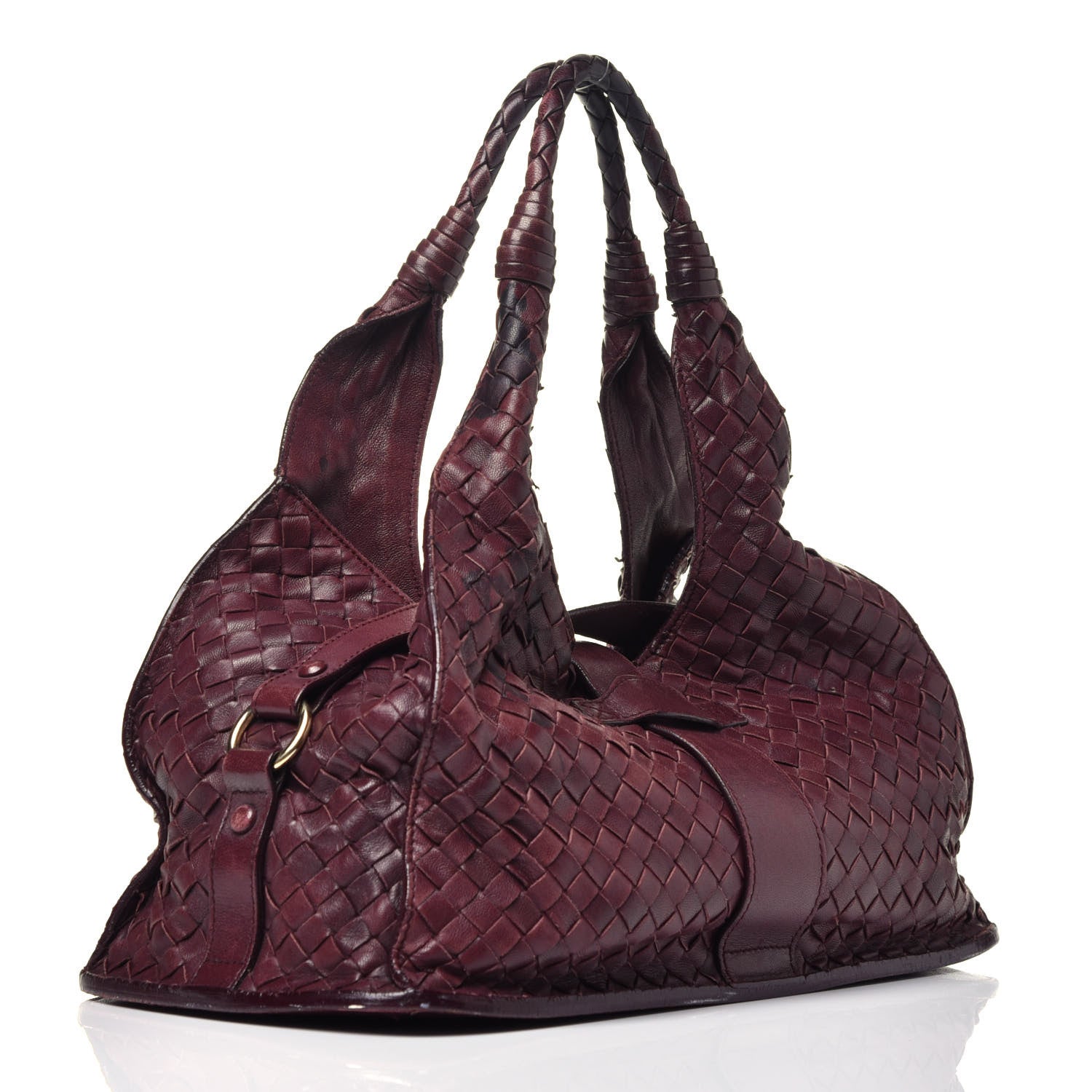 Bottega Veneta Nappa Intrecciato Shoulder Bag Dark Red 3 of 9