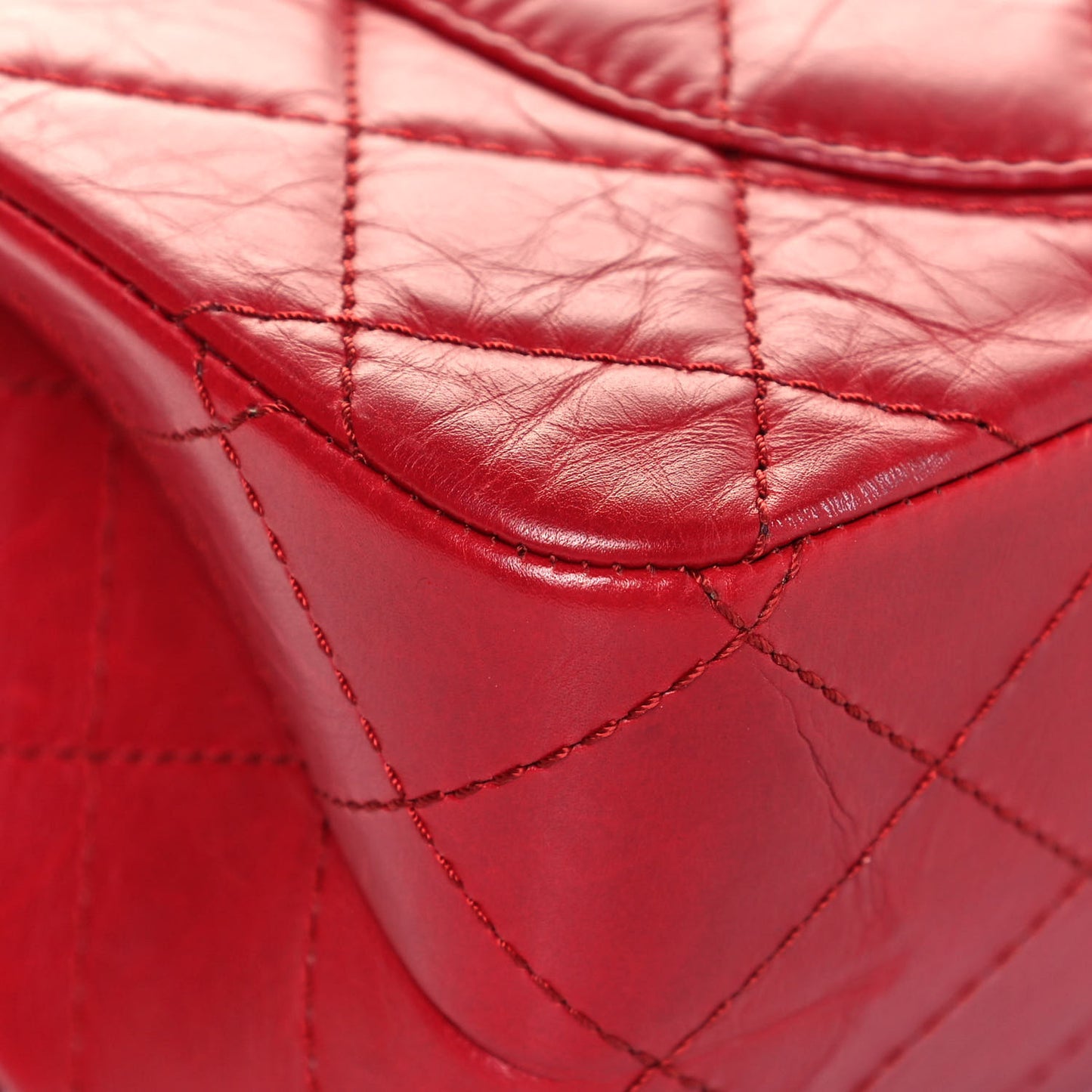 Aged Calfskin Quilted 2.55 Reissue 227 Flap Red